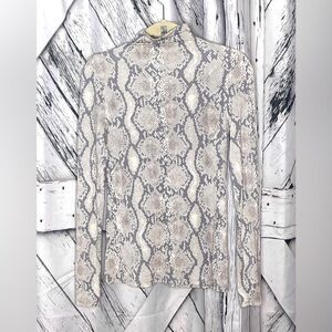 Babaton Larry Snake Print Mock Neck Long Sleeve Top Size S